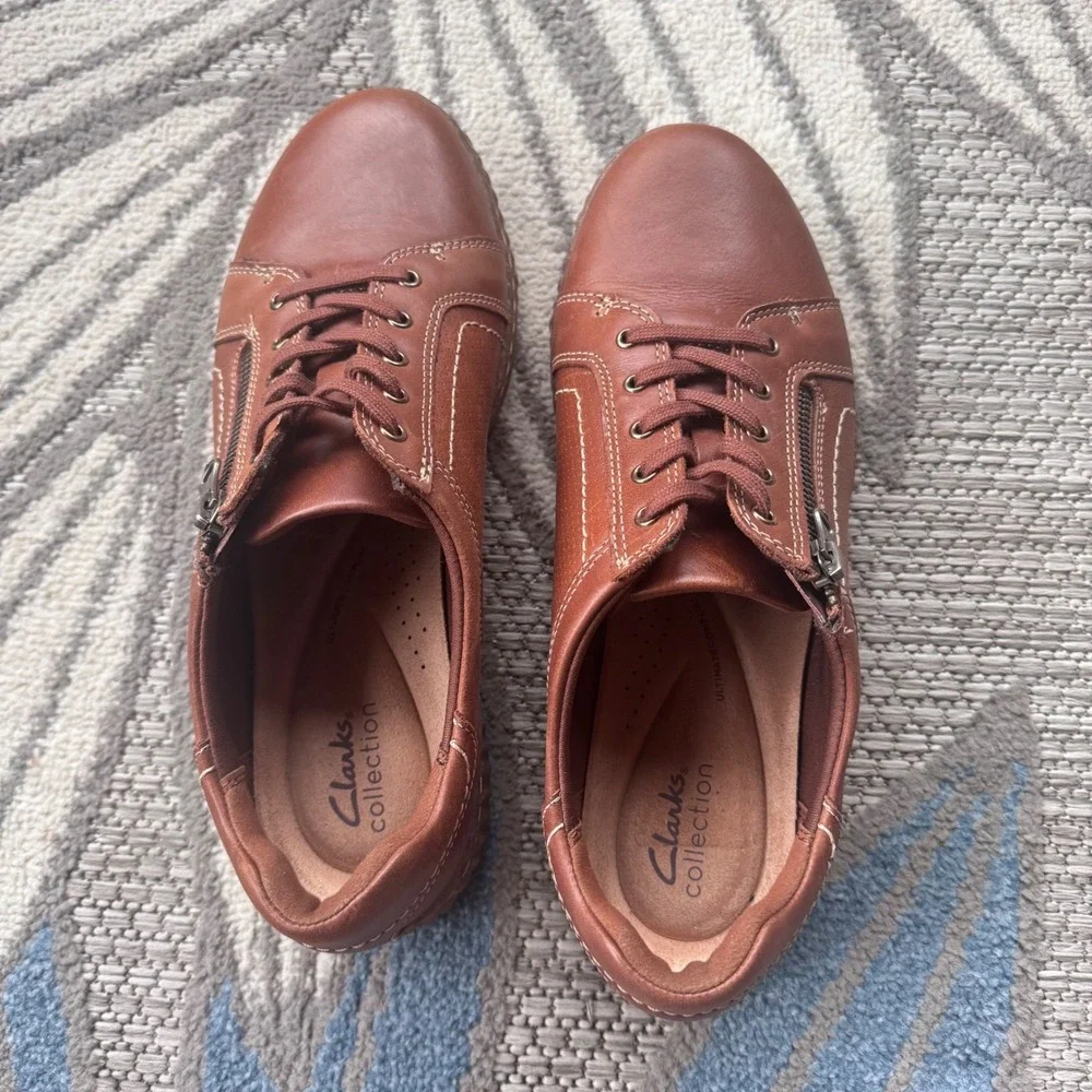 Clarks Women's Caroline Janna Leather Zipper Shoes Size 10W